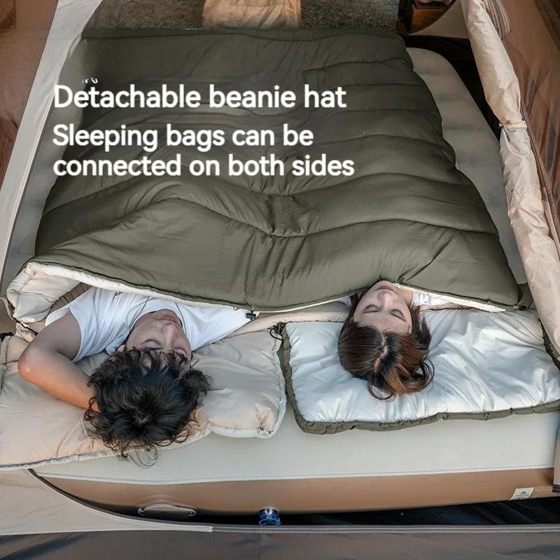 Ultralight Sleeping Bag Autumn Spring Summer Envelope Hooded Sleeping Bag for Camping Tourism Splicable LD150/250/350
