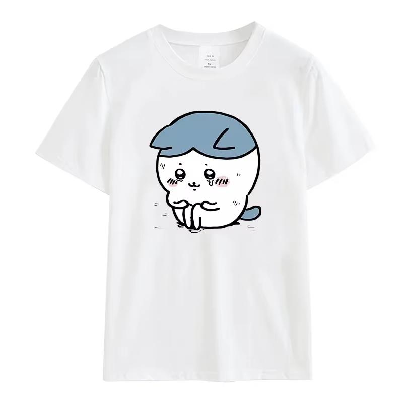 MINISO Kawaii Anime Summer Japan Mniniso Awesome T-shirt Popular Women Men Short-sleeved Casual Wear Chiikawa T-shirt