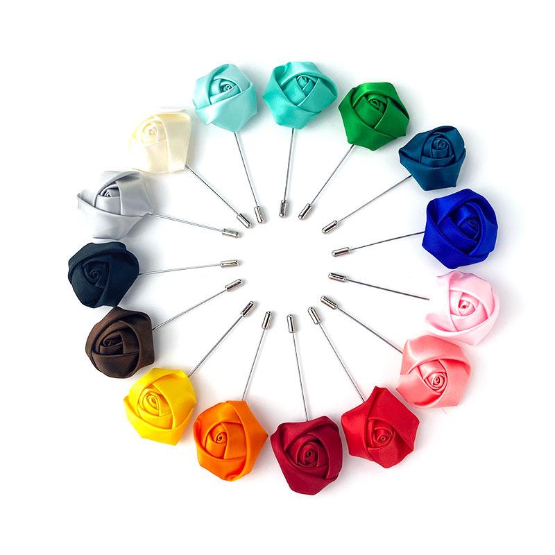 Handmade Multi-Color Rose Fabric Brooch Pin for Men's Suits - Korean Style Accessories