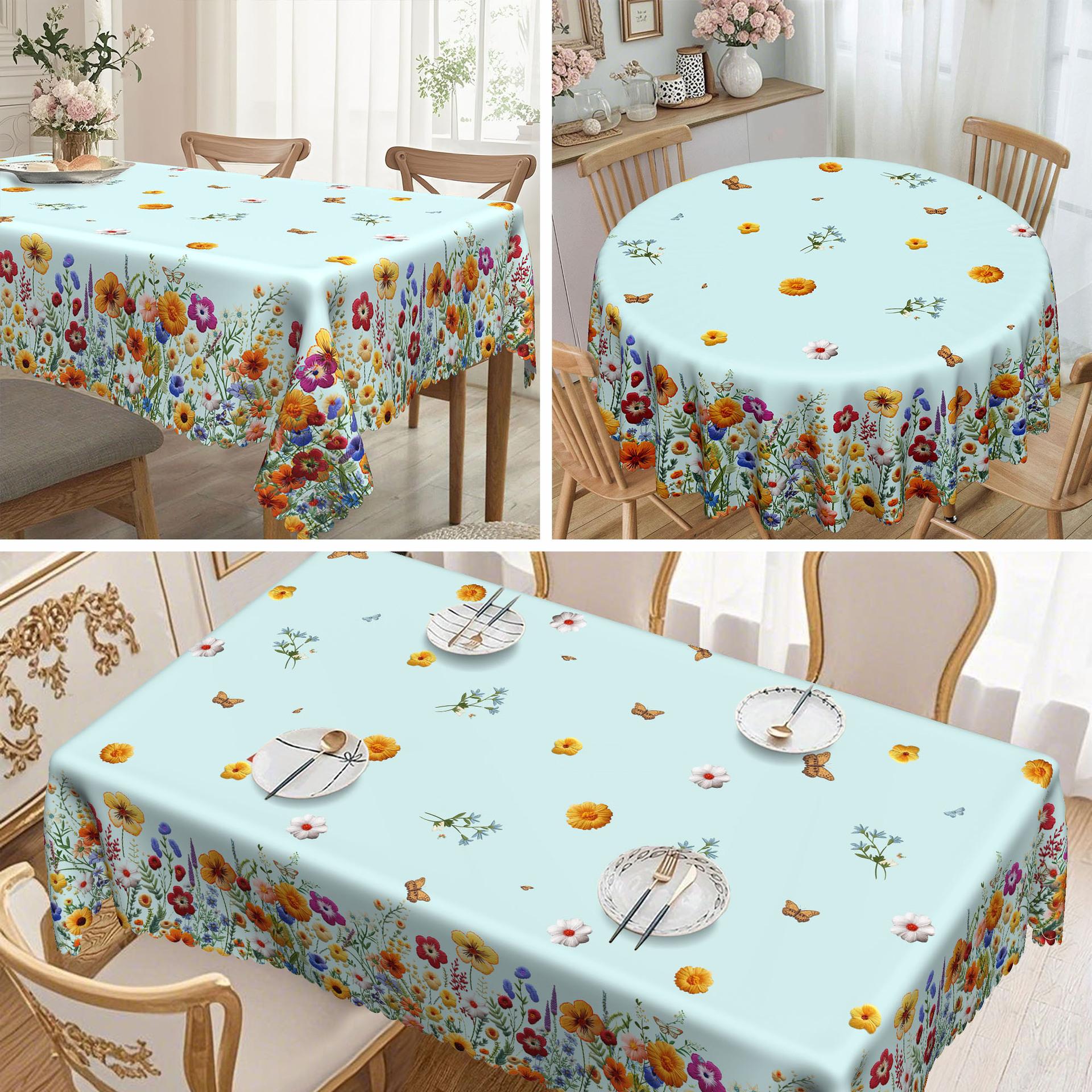 

1 Farmhouse Rooster And Plaid Tablecloth, Red Buffalo Plaid Pattern, Tablecloth With Colorful Rooster Pattern Round tablecloth-152x152cm
