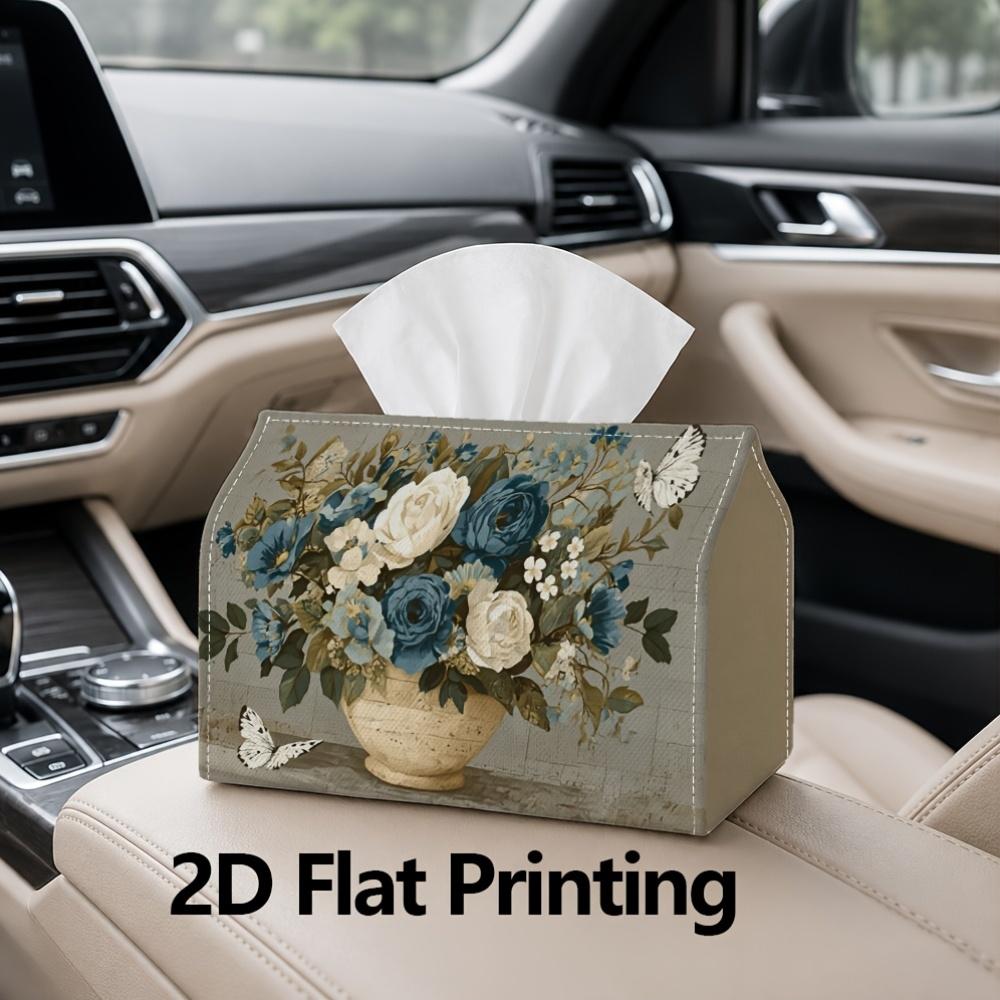 1pc, 2D Flat Printing, Tissue Box Retro Floral Decoration Pattern Printed Tissue Box, Suitable for Vacation Home Decoration, Kitchen, Living Room, Car