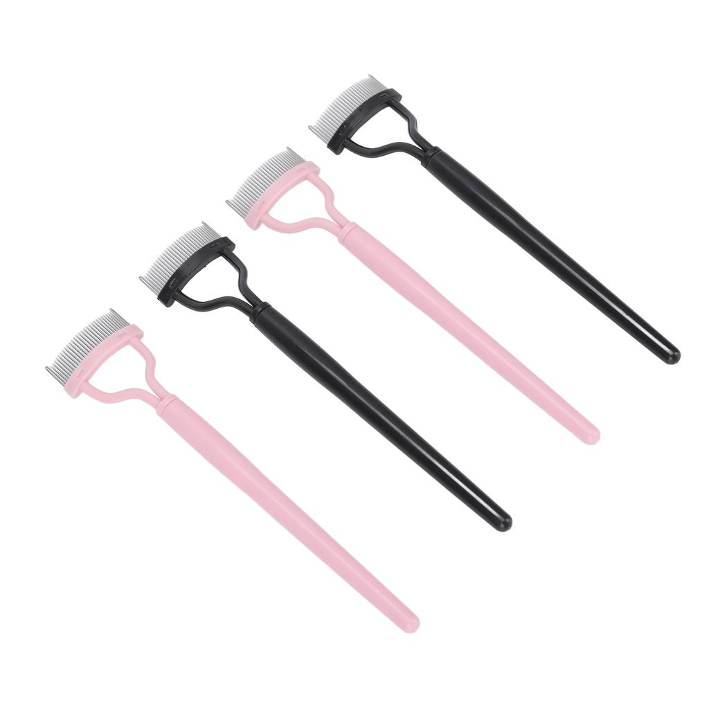 Eyelash Separator Stainless Steel Teeth Portable Cosmetic Brush Mascara Lash Definer with Comb Cover 4pcs