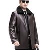 Thickened Genuine Leather Jacket for Men, Gold Mink Lining, Middle-aged Men's Nikon Jacket, Loose Sheepskin Pie Jacket