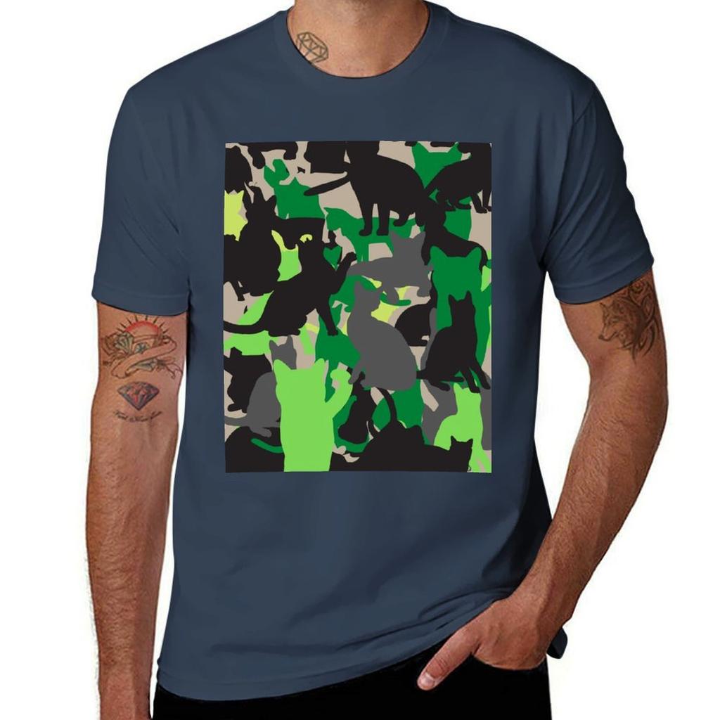 Purrrfect Camo Cat Tshirt Large Size Loose Casual Tee Tshirt