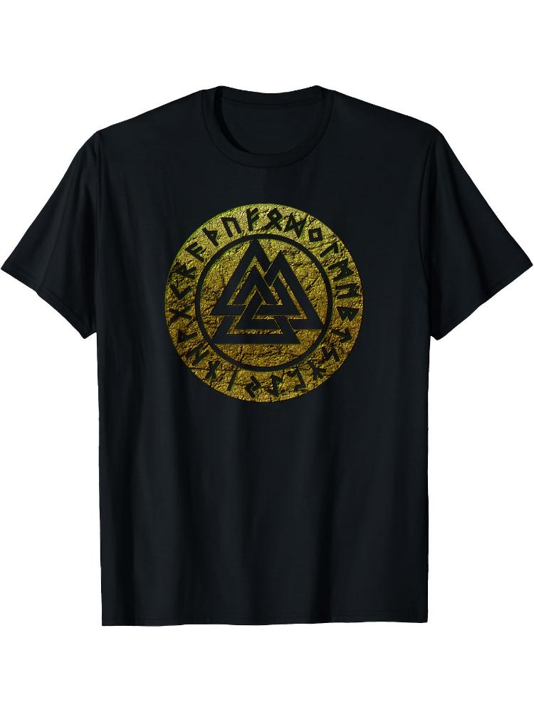 Valknut Wotan Knot Nordic Warriors Runes Asgard Valhalla Thor 100% Cotton Summer Short-sleeved O-neck .