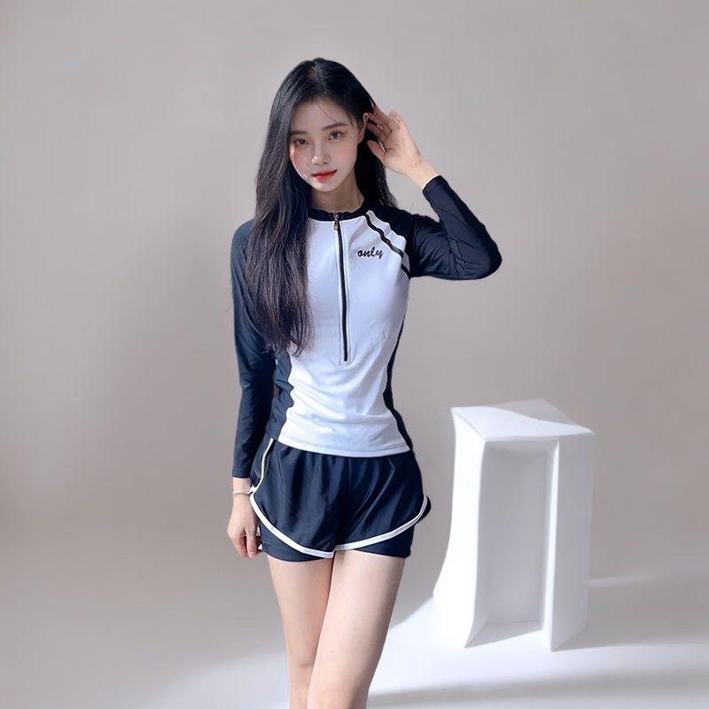 2025 Women's Long Sleeve Sporty Boyleg Swimsuit - Conservative, Anti-Exposure