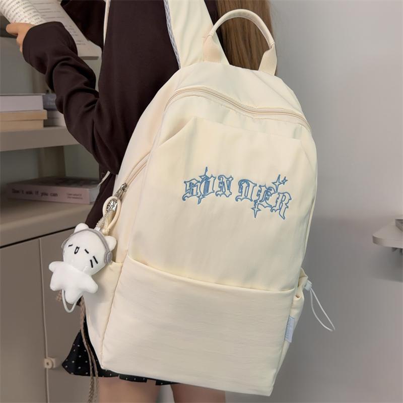 College Style Student Schoolbag Large Capacity Embroidered Backpack