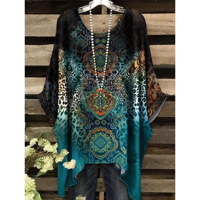 Bohemian Floral Graphic Vintage Women's Bohemian Floral 3D Print T-Shirt Short Sleeve Round Neck Casual Vibrant