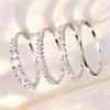 Four-piece Set of Exquisite and Elegant Timeless Silver-plated Rings, Inlaid with Sparkling Luxurious Synthetic Zircon, Perfect for Engagement and