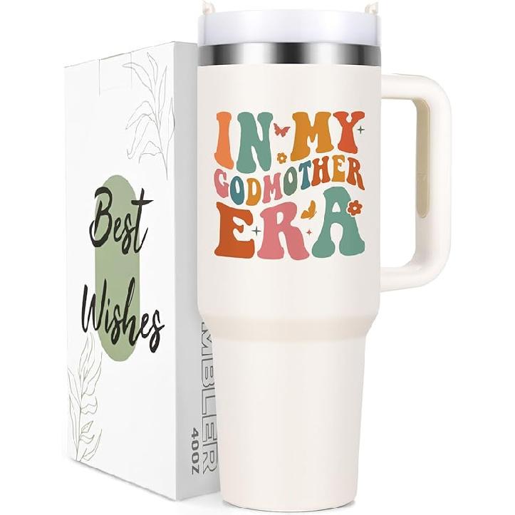 Lifecapido Engagement Gift, In My Engaged Era 40oz Tumbler with Handle, Engagement Gifts for Her, Engaged Gifts Bridal Shower Gift Bachelorette Gifts Creamy-Godmother