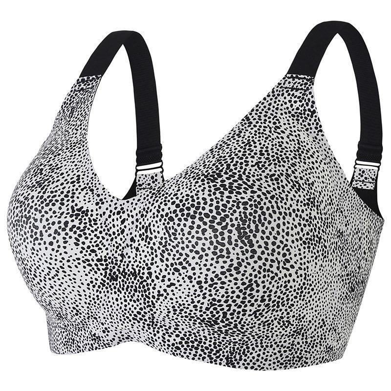 Plus Size Leopard Print Wireless Bra Push Up Back Support Full Cup Bra