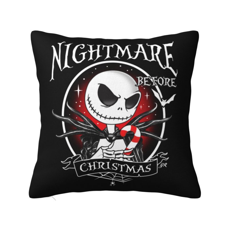 Custom Nightmare Before Christmas Pillow Case for Sofa Jack and Sally Luxury Cushion Cover Square Pillowcase