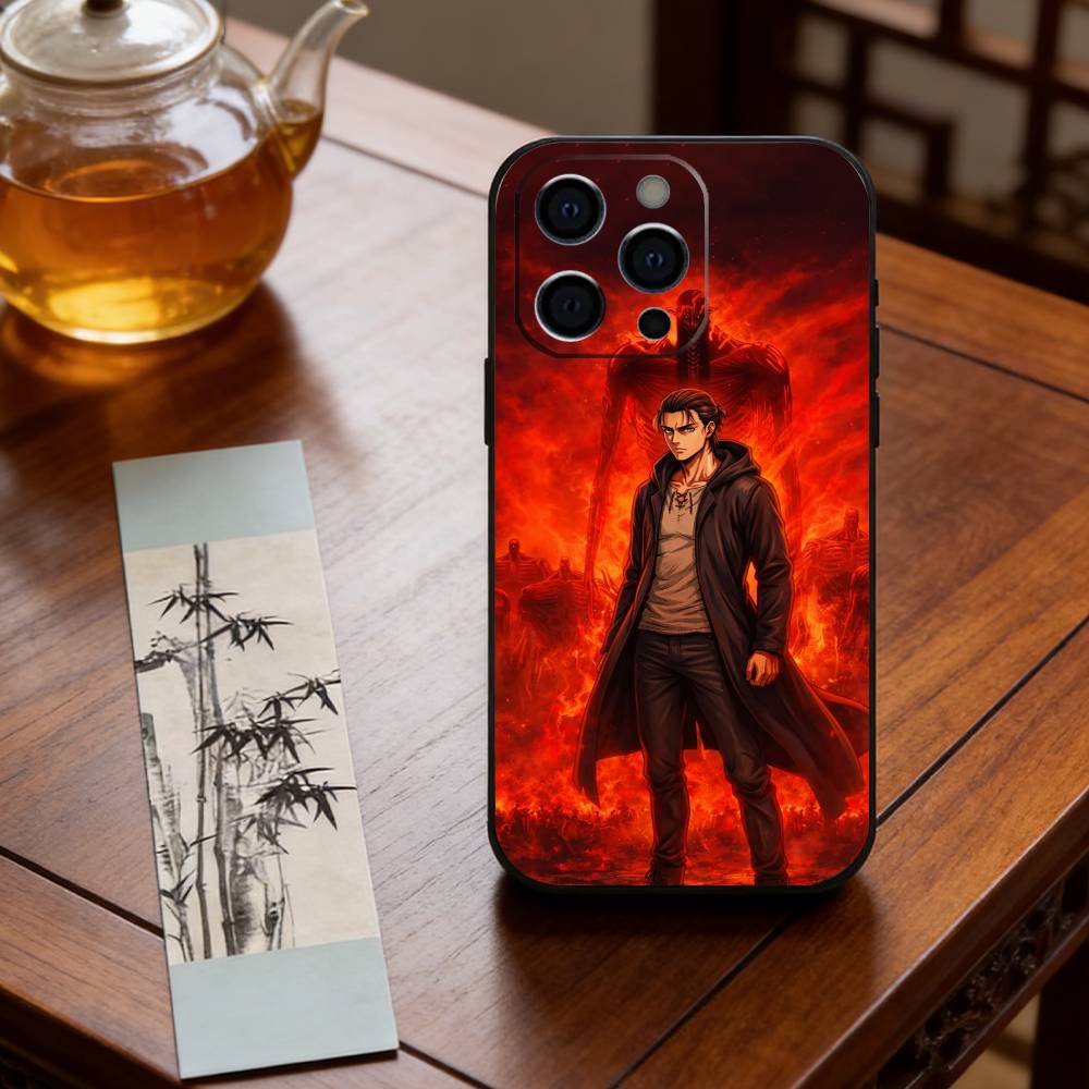 Anime A-Attack On Titan E-Eren Yeager Phone Case For iPhone 17, 16,15,14,13,12,11 Plus,Pro Max, Others Soft Black Cover