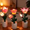 Creative Ornament Tulip Flower Sea Building Blocks Night Light Handmade Rose Ornament LED Atmosphere Desk Lamp