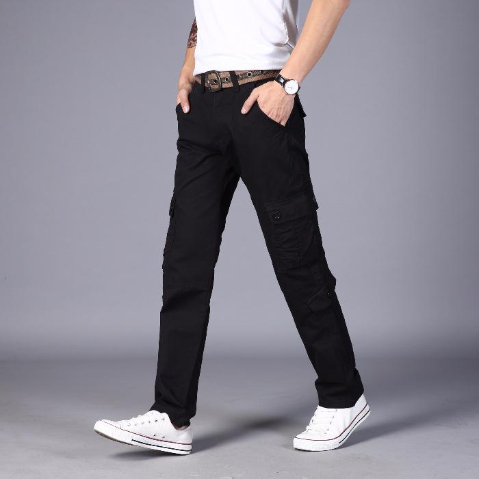 Work Pants Men'S Outdoor Casual Pants Straight Tube Slim Fit Pure Cotton Multi Bag Men'S Pants