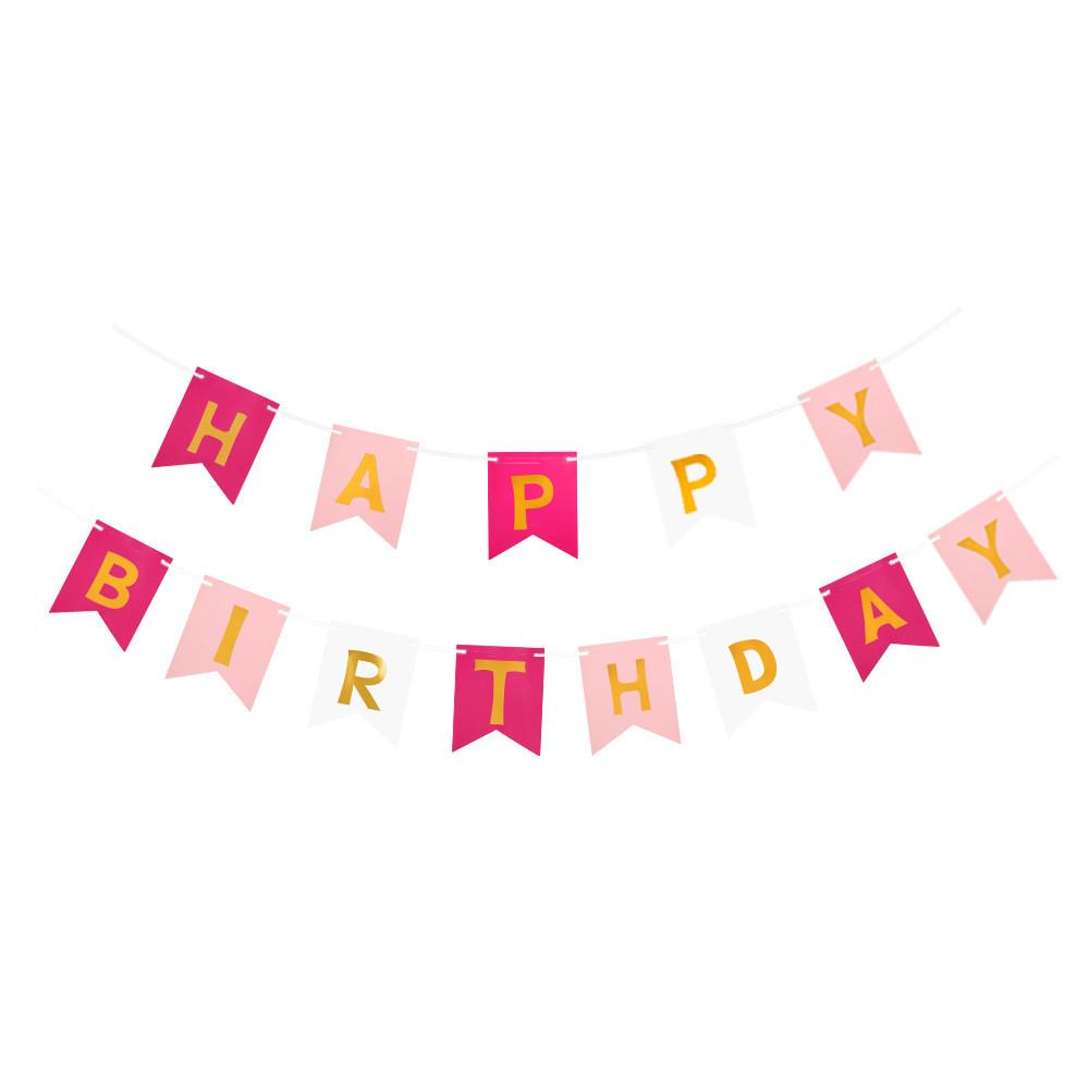 Birthday Happy Unique Triangular Paper Flag Banner With Foil Letters For Special Occasions