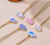 Asu Gold Plated Cartoon Cute Link Chain Cloud Graffiti Pendant Stainless Steel Necklace Gift