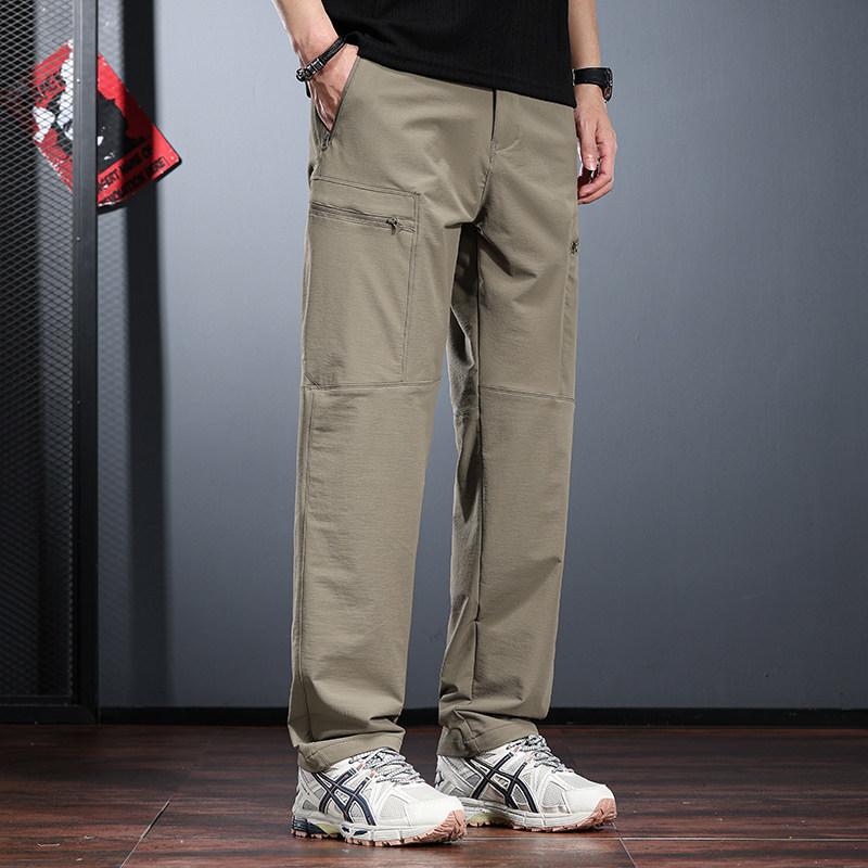 Waterproof Elastic Charging Casual Pants Men's Spring New Straight Hiking Pants Outdoor Three-proof Pants Men