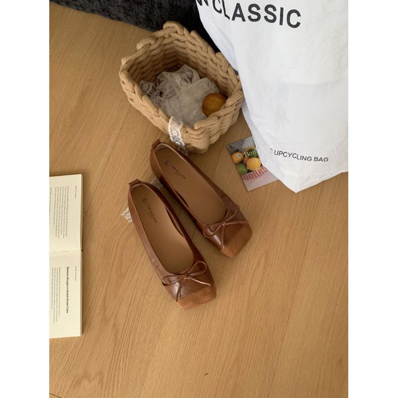 

Inner height increase French retro soft sole shallow mouth single shoes women s 2025 new late evening wind bow ladyshoes grandma shoes 39 коричневый