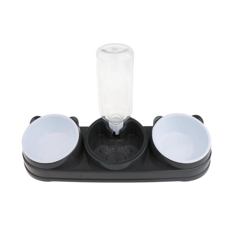Double Bowl Pet Food Water Dish Feeder For Dog Cats Daily Feeding with Automatic Water Dispenser For Pet Dry Wet Food