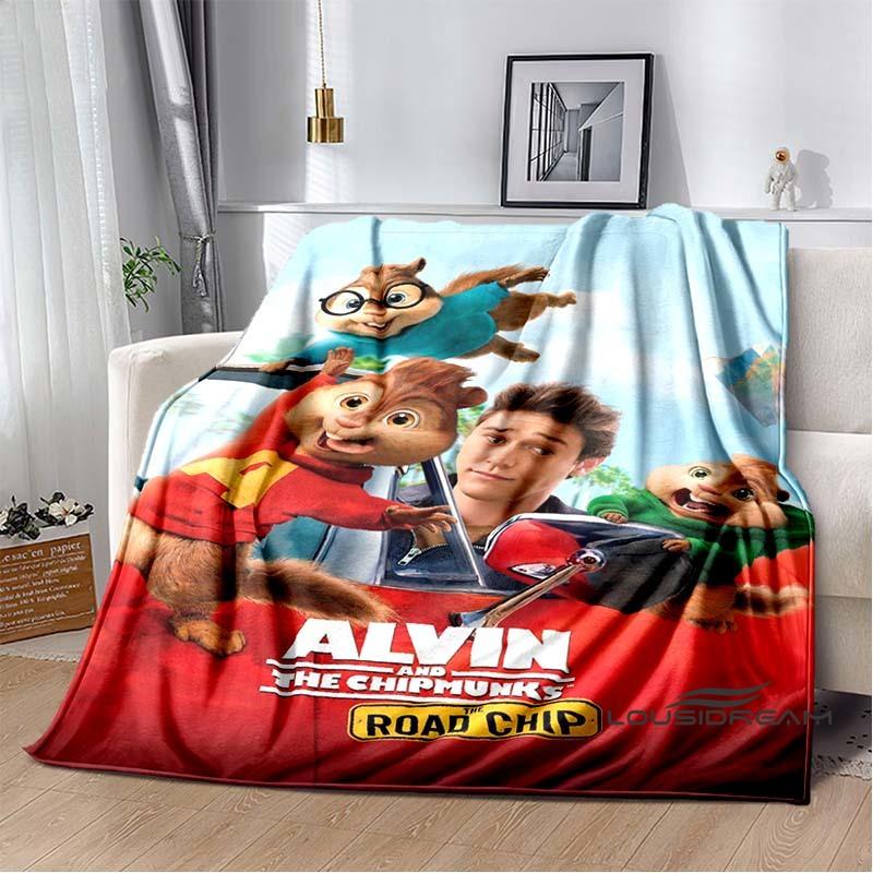 La manta de franela de la caricatura Alvin y las Ardillas es suave y cálida, adecuada para dormitorios, salas de estar, mesitas de noche, viajes