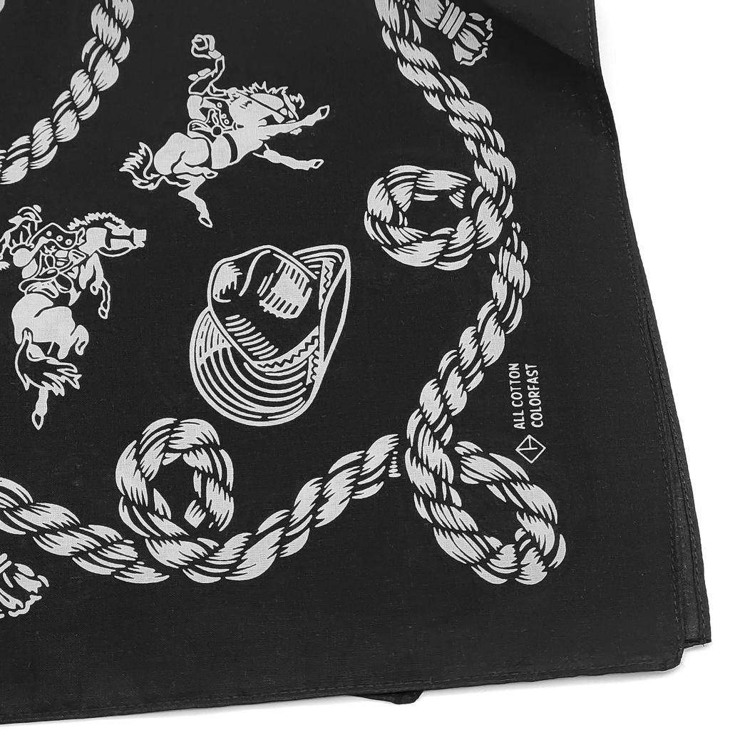 Trifong Bandana Black Adult Cotton 100% Handkerchief Stylish Bandana Cap Cotton Bandana Men's Women's Unisex Bullfighting Pattern 55cm x 55cm