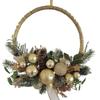 Door Wreath Christmas Wreath With LED Lights Timer And Christmas Baubles Decoration Christmas