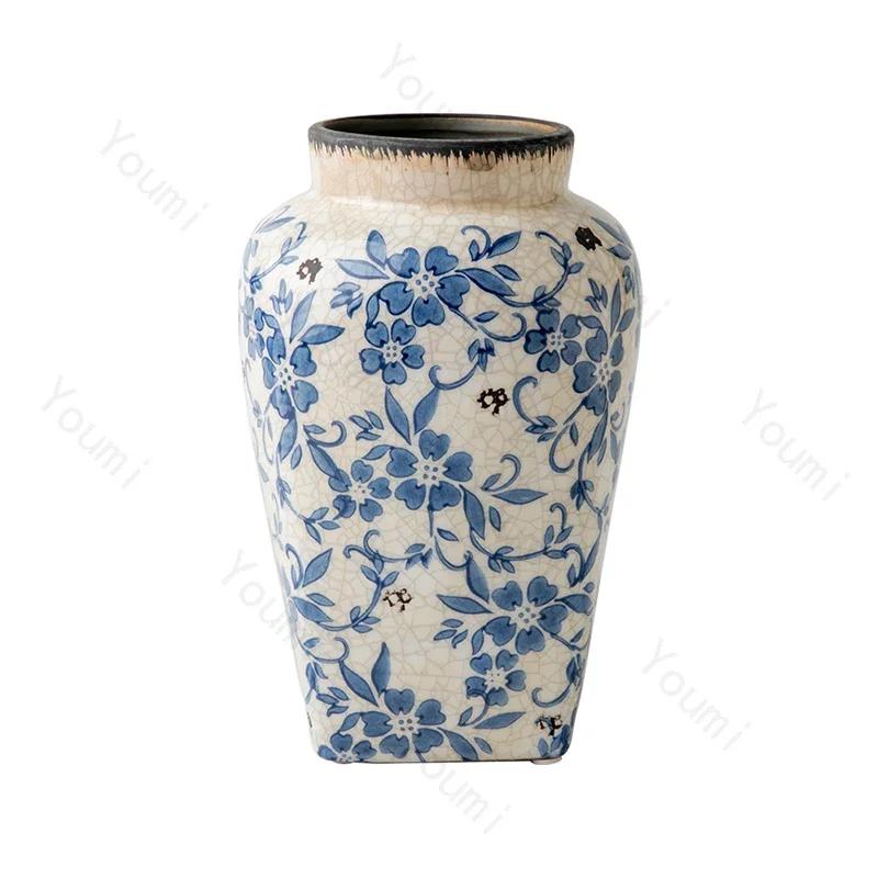 Retro Chinese Style Ceramic Vases Home Living Room Decorations Exquisite Flowers Vase High End Office Flower Arrangement Vase