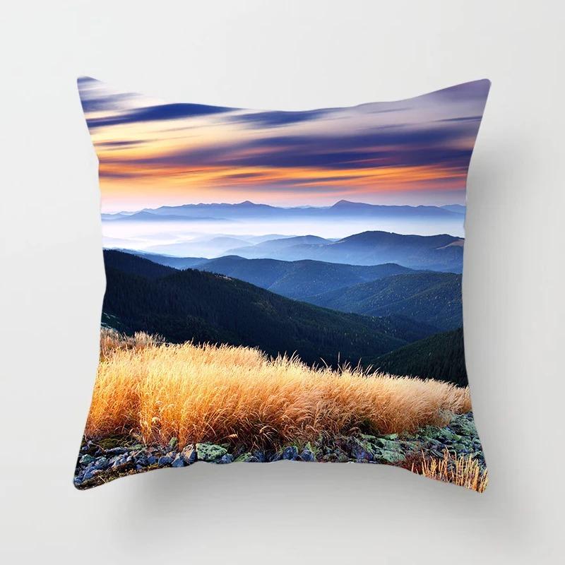 

River Landscape Pattern Pillowcase Car Ornaments Office Living Room Home Pillowcase 40x40cm