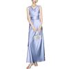 High-End Acetate Glossy Swing Collar Dress: Summer Socialite Style with Pleated Waist-Cinching and Luxe Texture.