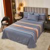 3Pcs Simple Geometric Plaid Bed Sheet Set 100% Cotton Skin-friendly Queen Size Bedding Set Thickened Flat Sheet with Pillowcases