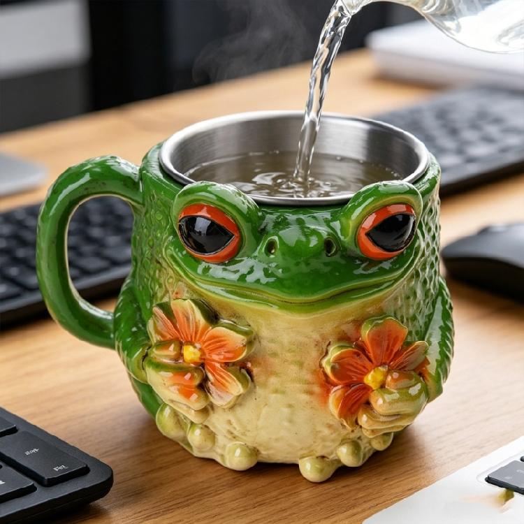 Harz Trinkbecher mit lustigen Fröschen 11oz Große Kapazität Kaffeetasse für stabiles Aufstellen Perfekt für Charme und Hydration