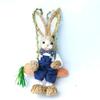 Easter Bunny On Swing Handmade Woven Grass Rabbit Creative Figurine Home Decor Hanging Ornament Forest Theme Gift