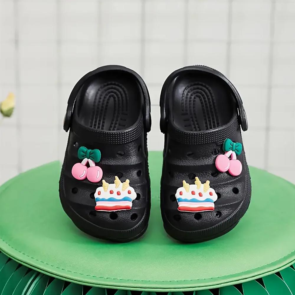 Summer Children s Slippers DIY Design Cartoon Casual Sandals for Boy Girl Home Beach Breathable Non-Slip Sandals 18(Inner 11cm) чёрный