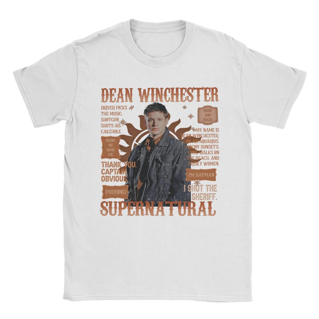 Supernatural Vintage Dean Winchester Men T Shirts  Vintage Tees Short Sleeve Round Neck TShirt 100 Cotton 4XL 5XL Clothing