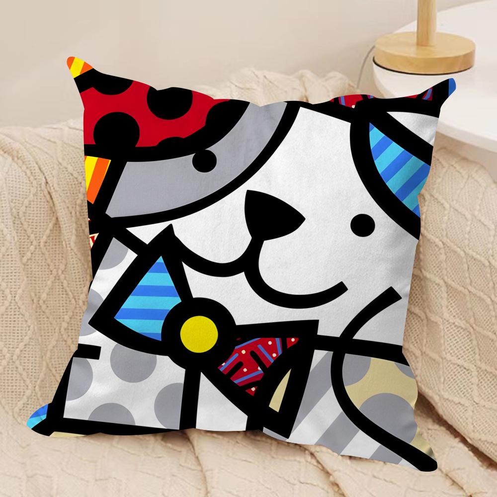 BBritto Art Design Abstract Cushion Cover Silky Short Plush Invisible Zipper Dustproof Sofa Pillow Case For Home Decor