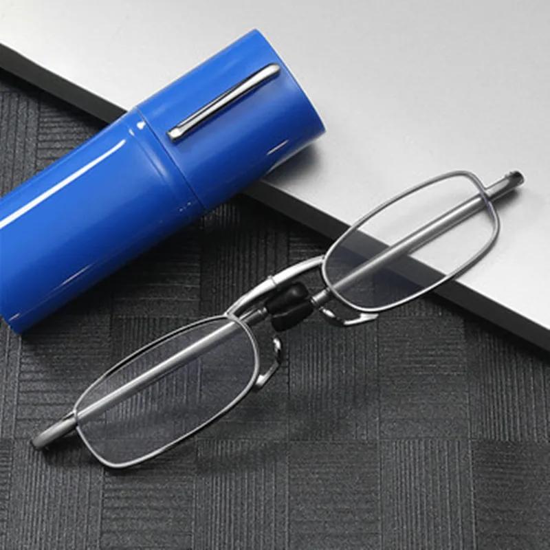 +1,0 bis +4,0 Blaulichtfilter Faltbrille Unisex Quadratischer Metallrahmen Lesebrille für Alterssichtigkeit Mit Box