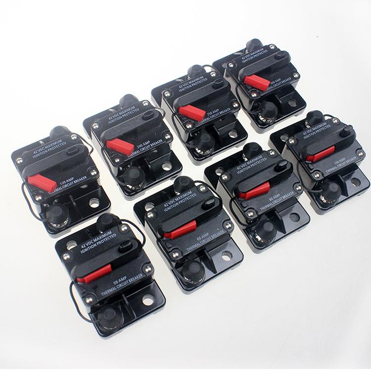12-48VDC Circuit Breaker 50A 60A 80A 100A 150A 200A 250A 300A Car Truck Audio Resettable Fuse Circuit Breaker with Power Protect Circuit Breaker 6