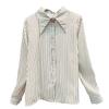 New Fashion Women's Stripe Shirt Spring/Summer Korean Long Sleeve Bottoming Blouse Turn Down Collar Top L-7XL