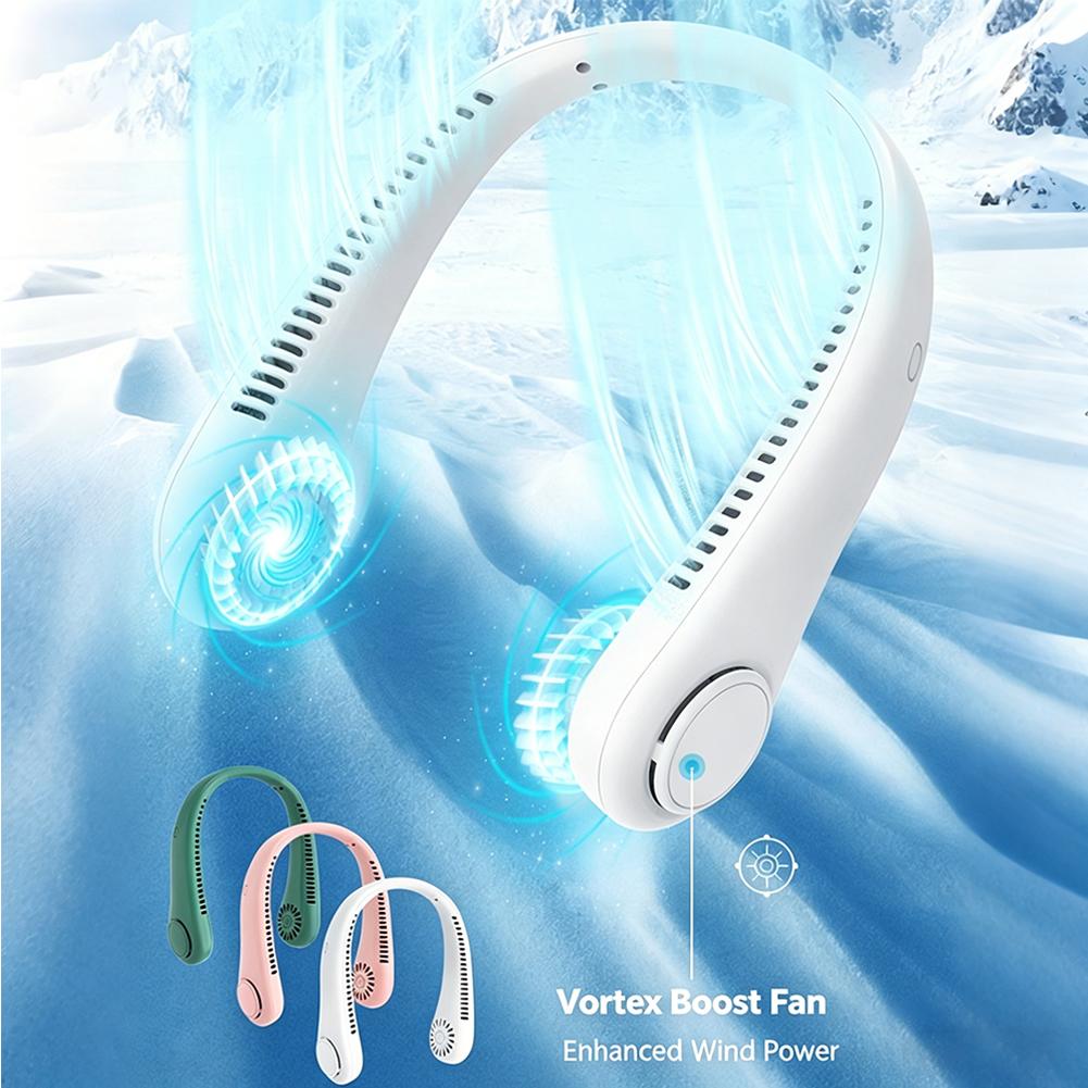 Portable Bladeless Neck Fan Neck Air Conditioner Rechargeable Cooling Fan Outdoor Personal Fan Wearable Cooler Gifts