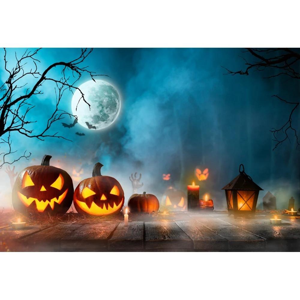 Halloween Party Decoration Hanging Cloth Pumpkin Witch Bat Castle Full Moon Night Photography Background Not Room Decoration