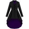 Medieval Retro Long Coat with Irregular Hem Swallowtail Design, Unique Buttons, Lace Trim Trench Coat Cosplay Outfit