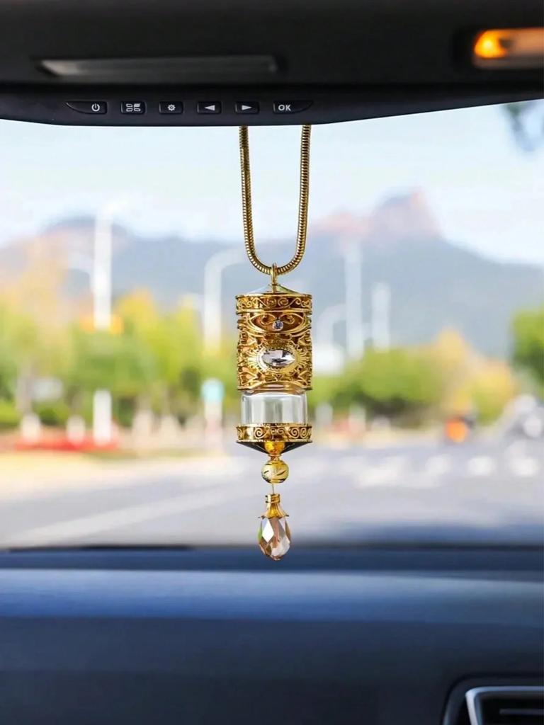 1er-Pack Legierung Auto Lufterfrischer Halter – Goldene Hängende Parfümflasche für Rückspiegel, Luxuriöses Innenraumzubehör