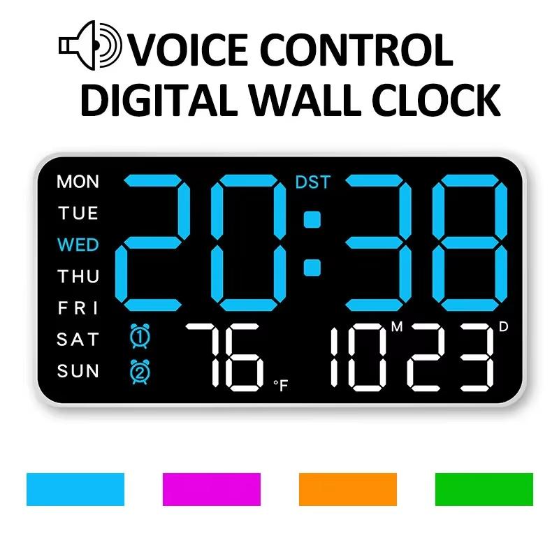 Large Digital Wall Clock Temp Date Week Display Remote Control USB Powered Table Clock Wall-mounted Dual Alarms LED Clocks2