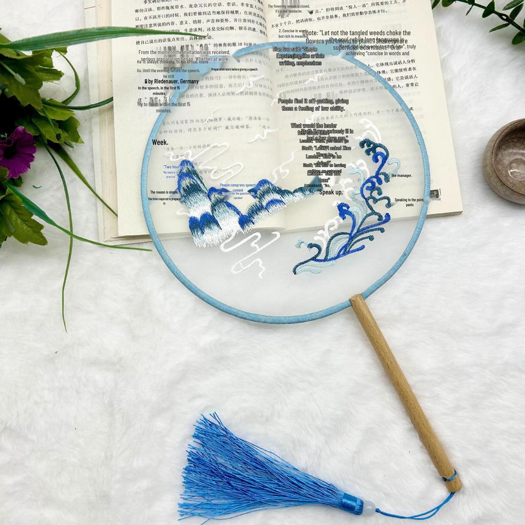 Ancient Style Single-Sided Suzhou Embroidery Dance Fan
