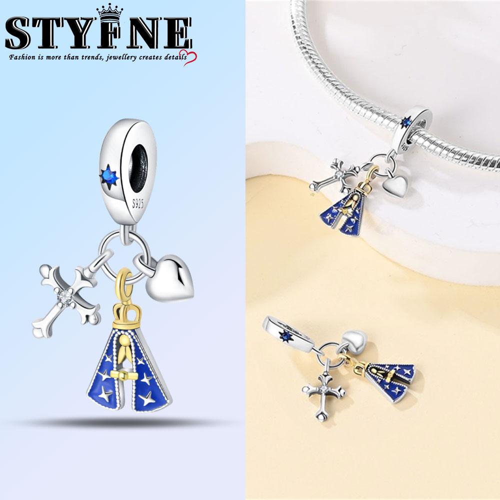 Copper Nossa Senhora Aparecida Dangle Cross Charms Pendants Fit Original Bracelets Diy Jewelry For Women