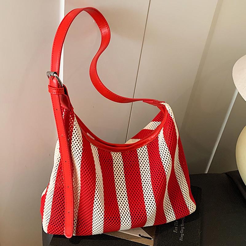 2025 Summer New Shoulder Armpit Bag Niche Design Large Capacity Tote Bag Fashion Stripe Trend Handbag