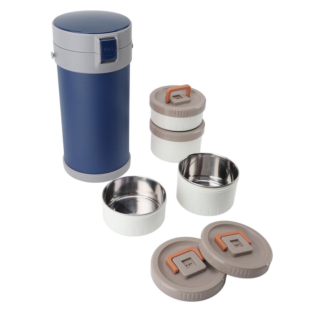 Insulated Jar 2.9L 304 Stainless Steel Microwave Safe Leakproof Stackable Lunch Box with Strap Handle Insulated Vacuum Food Jar for School