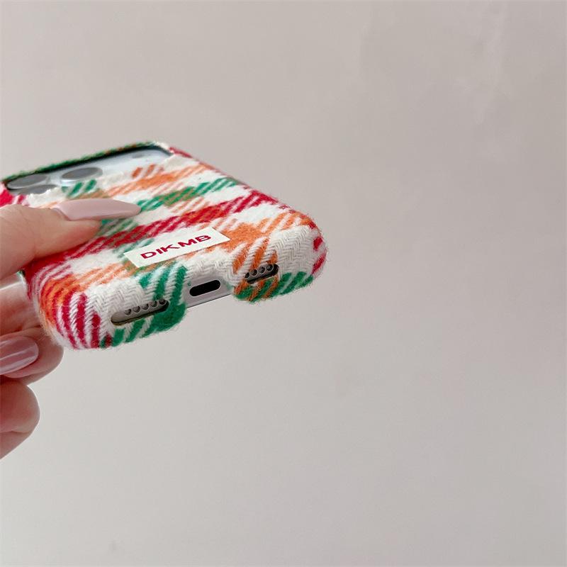 Colorful Plaid Velvet Phone Case for iPhone 16, iPhone 17, and iPhone 17 Pro Max