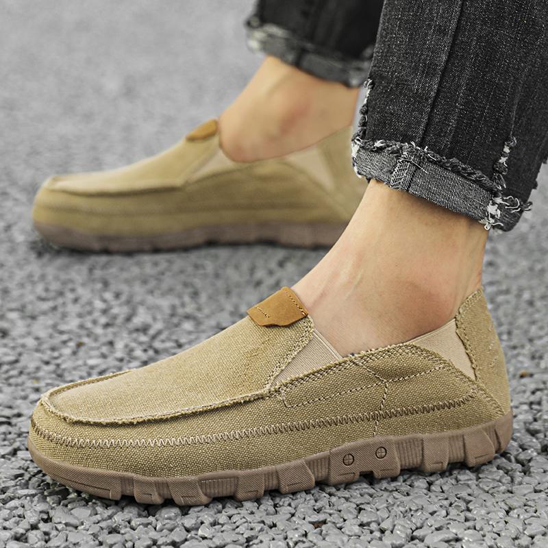 Luxury Brand Men's Casual Shoes Fashion Canvas Man Loafers Slip-on Walking Footwear Breathable Lightweight Lazy Driving Shoes